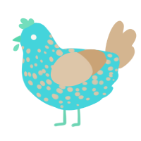 silly germ, a aqua and beige chicken with a speckle pattern