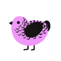 pink thing, a lavender and black chicken with a half-lace pattern