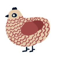 A cream and red chicken with a lace pattern