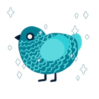 Titan, a sea and aqua chicken with a lace pattern