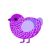 Pörple, a amethyst and lilac chicken with a lace pattern