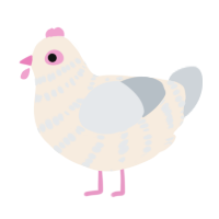 Wendy, a cream and mist chicken with a bar pattern