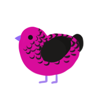 Tinted Ice, a fuchsia and sable chicken with a half-lace pattern