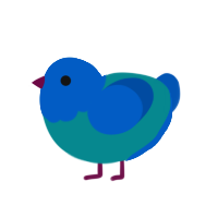 tbn tired rn, a teal and ultramarine chicken with a head pattern