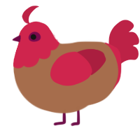 Apollo, a brown and crimson chicken with a head pattern