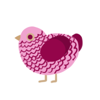 Don Quixote, a pink and maroon chicken with a lace pattern