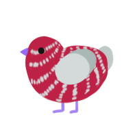 Candycane Help, a crimson and silver chicken with a bar pattern