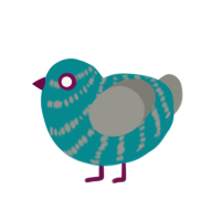 Desaturated Miku, a teal and ash chicken with a bar pattern