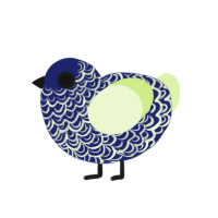 Percival, a navy and apple chicken with a double-lace pattern