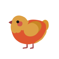 (unnamed), a vermilion and orange chicken with a head pattern