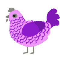 Exiled Plum, a lavender and violet chicken with a lace pattern