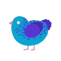 Coral Caves, a cerulean and indigo chicken with a half-lace pattern