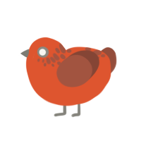 Tinky, a vermilion and russet chicken with a neck-speckle pattern