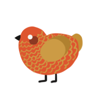 (unnamed), a vermilion and gold chicken with a lace pattern