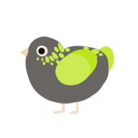 highlighter, a grey and lime chicken with a neck-speckle pattern