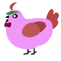 Strawbebby, a lavender and red chicken