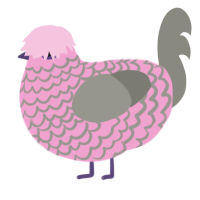 Stale Cotton Candy, a pink and ash chicken with a lace pattern