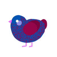 (unnamed), a ultramarine and maroon chicken with a double-lace pattern