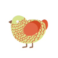 Sunny Side Up, a lemon and vermilion chicken with a lace pattern