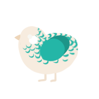 (unnamed), a cream and turquoise chicken with a half-lace pattern