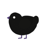 Bat, a black chicken with a lace pattern