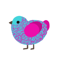 (unnamed), a aqua and fuchsia chicken with a double-lace pattern