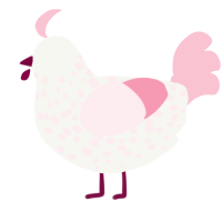 (unnamed), a white and rose chicken with a speckle pattern