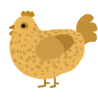 Nugget, a honey and gold chicken with a speckle pattern