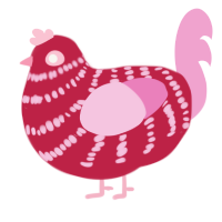 (unnamed), a crimson and pink chicken with a bar pattern