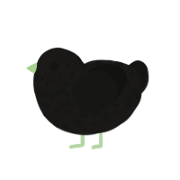 Something in the Air, a sable and black chicken with a speckle pattern