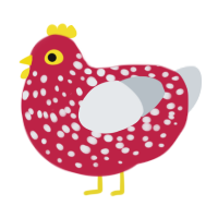 Mushani, a crimson and mist chicken with a speckle pattern