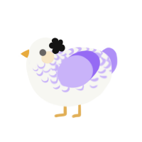 Roquiel, a white and lilac chicken with a half-lace pattern