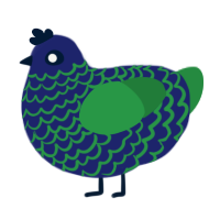 deep sea kelp, a navy and viridian chicken with a lace pattern