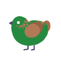 petrichor, a viridian and brown chicken with a neck-speckle pattern