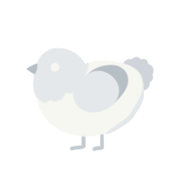 On the Gray, a white and mist chicken with a head pattern