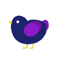 Meta Knight, a navy and violet chicken