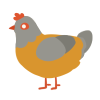 orange pigeon, a orange and ash chicken with a head pattern