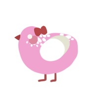 Carnation Blush, a pink and white chicken with a neck-speckle pattern