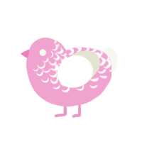 Angel, a pink and white chicken with a half-lace pattern