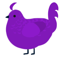 PURPLE, a violet chicken with a half-lace pattern