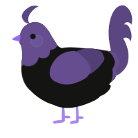 A black and overcast chicken with a head pattern