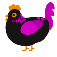 Halloween Night, a sable and plum chicken with a neck-speckle pattern