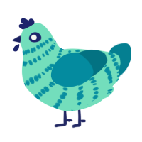 Delta, a mint and sea chicken with a bar pattern