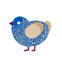 (unnamed), a ultramarine and beige chicken with a double-lace pattern