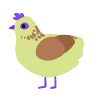 Kiwi, a lemon and brown chicken with a neck-speckle pattern