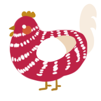 (unnamed), a crimson and cream chicken with a bar pattern