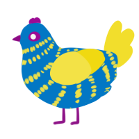 free ukraine, a sapphire and yellow chicken with a bar pattern