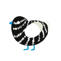 little bebe, a black and white chicken with a bar pattern