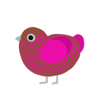 (unnamed), a russet and fuchsia chicken with a lace pattern