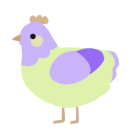 lemonade, a apple and lilac chicken with a head pattern